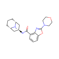 CN1[C@H]2CCC[C@@H]1C[C@@H](NC(=O)c1cccc3oc(N4CCOCC4)nc13)C2 ZINC000103265287