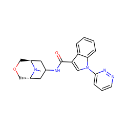 CN1[C@H]2COC[C@H]1CC(NC(=O)c1cn(-c3cccnn3)c3ccccc13)C2 ZINC001772618908