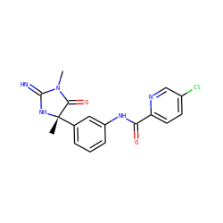CN1C(=N)N[C@@](C)(c2cccc(NC(=O)c3ccc(Cl)cn3)c2)C1=O ZINC000096929110