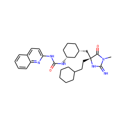 CN1C(=N)N[C@](CCC2CCCCC2)(C[C@H]2CCC[C@@H](NC(=O)Nc3ccc4ccccc4n3)C2)C1=O ZINC000299828203
