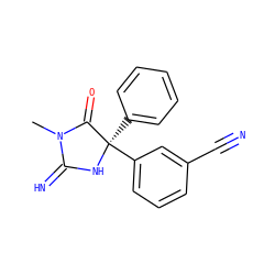 CN1C(=N)N[C@](c2ccccc2)(c2cccc(C#N)c2)C1=O ZINC000084604238