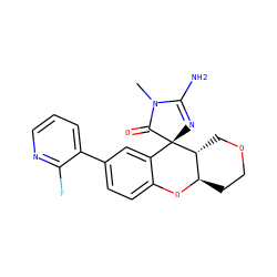 CN1C(=O)[C@@]2(N=C1N)c1cc(-c3cccnc3F)ccc1O[C@@H]1CCOC[C@H]12 ZINC000103253312