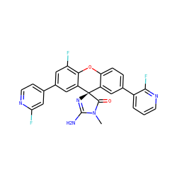 CN1C(=O)[C@@]2(N=C1N)c1cc(-c3cccnc3F)ccc1Oc1c(F)cc(-c3ccnc(F)c3)cc12 ZINC000169347351
