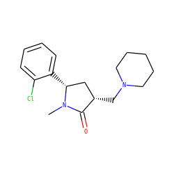 CN1C(=O)[C@@H](CN2CCCCC2)C[C@H]1c1ccccc1Cl ZINC000040423304