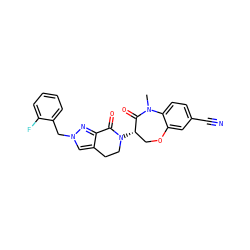 CN1C(=O)[C@@H](N2CCc3cn(Cc4ccccc4F)nc3C2=O)COc2cc(C#N)ccc21 ZINC001772647181