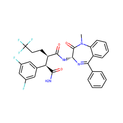 CN1C(=O)[C@@H](NC(=O)[C@H](CCC(F)(F)F)[C@@H](C(N)=O)c2cc(F)cc(F)c2)N=C(c2ccccc2)c2ccccc21 ZINC000299868983