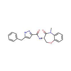 CN1C(=O)[C@@H](NC(=O)c2cc(Cc3ccccc3)[nH]n2)COc2ccccc21 ZINC000653739167