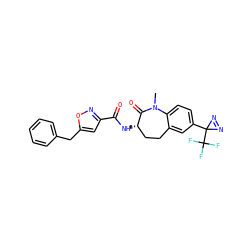 CN1C(=O)[C@@H](NC(=O)c2cc(Cc3ccccc3)on2)CCc2cc(C3(C(F)(F)F)N=N3)ccc21 ZINC000653739179