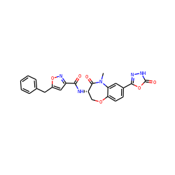 CN1C(=O)[C@@H](NC(=O)c2cc(Cc3ccccc3)on2)COc2ccc(-c3n[nH]c(=O)o3)cc21 ZINC001772586420