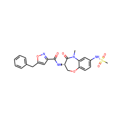 CN1C(=O)[C@@H](NC(=O)c2cc(Cc3ccccc3)on2)COc2ccc(NS(C)(=O)=O)cc21 ZINC001772648760