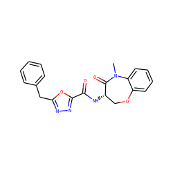 CN1C(=O)[C@@H](NC(=O)c2nnc(Cc3ccccc3)o2)COc2ccccc21 ZINC001772627957
