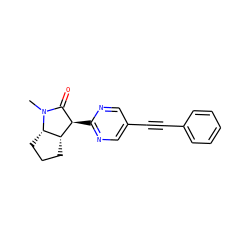 CN1C(=O)[C@@H](c2ncc(C#Cc3ccccc3)cn2)[C@@H]2CCC[C@@H]21 ZINC000204410712