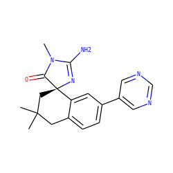 CN1C(=O)[C@]2(CC(C)(C)Cc3ccc(-c4cncnc4)cc32)N=C1N ZINC000095603140