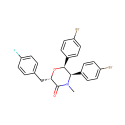 CN1C(=O)[C@H](Cc2ccc(F)cc2)O[C@@H](c2ccc(Br)cc2)[C@H]1c1ccc(Br)cc1 ZINC000095601779