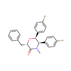 CN1C(=O)[C@H](Cc2ccccc2)O[C@@H](c2ccc(Br)cc2)[C@H]1c1ccc(Br)cc1 ZINC000095602236
