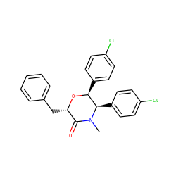 CN1C(=O)[C@H](Cc2ccccc2)O[C@@H](c2ccc(Cl)cc2)[C@H]1c1ccc(Cl)cc1 ZINC000095602510