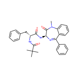 CN1C(=O)[C@H](NC(=O)[C@@H](Cc2ccccc2)NC(=O)C(C)(C)C)N=C(c2ccccc2)c2ccccc21 ZINC000028952613