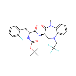 CN1C(=O)[C@H](NC(=O)[C@@H](Cc2ccccc2F)NC(=O)OC(C)(C)C)CN(CC(F)(F)F)c2ccccc21 ZINC000029040452