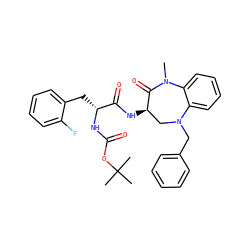 CN1C(=O)[C@H](NC(=O)[C@@H](Cc2ccccc2F)NC(=O)OC(C)(C)C)CN(Cc2ccccc2)c2ccccc21 ZINC000029040461