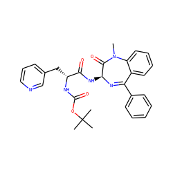 CN1C(=O)[C@H](NC(=O)[C@@H](Cc2cccnc2)NC(=O)OC(C)(C)C)N=C(c2ccccc2)c2ccccc21 ZINC000028952551