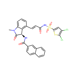 CN1C(=O)[C@H](NC(=O)c2ccc3ccccc3c2)c2c(/C=C/C(=O)NS(=O)(=O)c3cc(Cl)c(Cl)s3)cccc21 ZINC000049680091