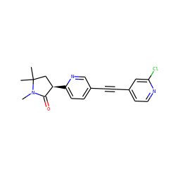 CN1C(=O)[C@H](c2ccc(C#Cc3ccnc(Cl)c3)cn2)CC1(C)C ZINC000205347222