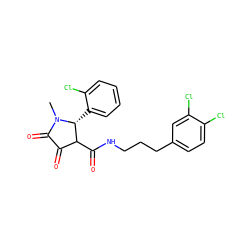 CN1C(=O)C(=O)C(C(=O)NCCCc2ccc(Cl)c(Cl)c2)[C@H]1c1ccccc1Cl ZINC000141937277