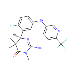 CN1C(=O)C(C)(C)[C@@](C)(c2cc(Nc3ccc(C(F)(F)F)nc3)ccc2F)N=C1N ZINC000114108747
