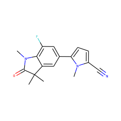 CN1C(=O)C(C)(C)c2cc(-c3ccc(C#N)n3C)cc(F)c21 ZINC000029133358