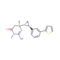 CN1C(=O)C[C@@](C)([C@@H]2C[C@H]2c2cccc(-c3cccs3)c2)N=C1N ZINC000096932947