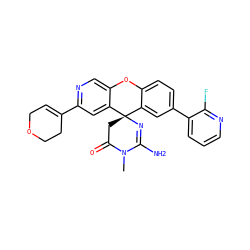 CN1C(=O)C[C@]2(N=C1N)c1cc(-c3cccnc3F)ccc1Oc1cnc(C3=CCOCC3)cc12 ZINC000203800894