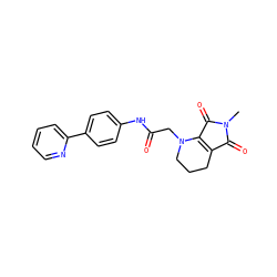 CN1C(=O)C2=C(C1=O)N(CC(=O)Nc1ccc(-c3ccccn3)cc1)CCC2 ZINC001772582181