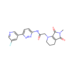CN1C(=O)C2=C(C1=O)N(CC(=O)Nc1ccc(-c3cncc(F)c3)nn1)CCC2 ZINC001772642898