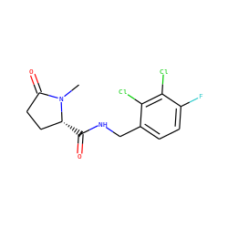 CN1C(=O)CC[C@H]1C(=O)NCc1ccc(F)c(Cl)c1Cl ZINC000095565551
