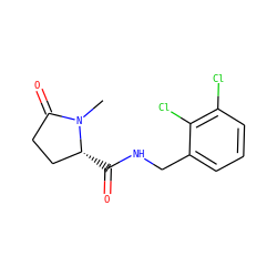 CN1C(=O)CC[C@H]1C(=O)NCc1cccc(Cl)c1Cl ZINC000095565195