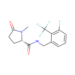 CN1C(=O)CC[C@H]1C(=O)NCc1cccc(F)c1C(F)(F)F ZINC000095565049