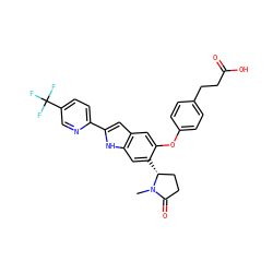 CN1C(=O)CC[C@H]1c1cc2[nH]c(-c3ccc(C(F)(F)F)cn3)cc2cc1Oc1ccc(CCC(=O)O)cc1 ZINC000209680509