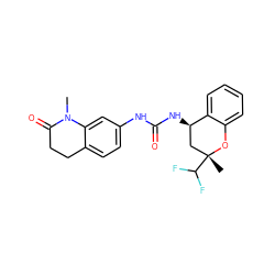 CN1C(=O)CCc2ccc(NC(=O)N[C@@H]3C[C@@](C)(C(F)F)Oc4ccccc43)cc21 ZINC000143541029