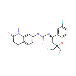 CN1C(=O)CCc2ccc(NC(=O)N[C@@H]3CC(CF)(CF)Oc4ccc(F)cc43)cc21 ZINC000143444745