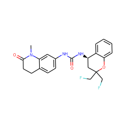 CN1C(=O)CCc2ccc(NC(=O)N[C@@H]3CC(CF)(CF)Oc4ccccc43)cc21 ZINC000143453162