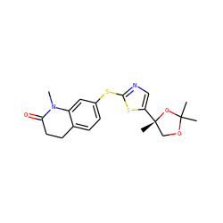 CN1C(=O)CCc2ccc(Sc3ncc([C@@]4(C)COC(C)(C)O4)s3)cc21 ZINC000027308536