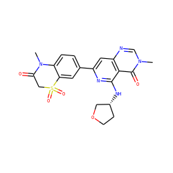 CN1C(=O)CS(=O)(=O)c2cc(-c3cc4ncn(C)c(=O)c4c(N[C@@H]4CCOC4)n3)ccc21 ZINC000115624888