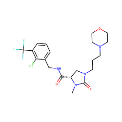 CN1C(=O)N(CCCN2CCOCC2)C[C@H]1C(=O)NCc1cccc(C(F)(F)F)c1Cl ZINC000095565471