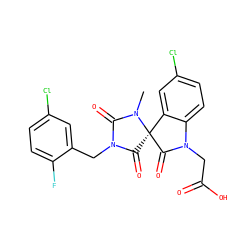 CN1C(=O)N(Cc2cc(Cl)ccc2F)C(=O)[C@]12C(=O)N(CC(=O)O)c1ccc(Cl)cc12 ZINC000072315515