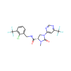 CN1C(=O)N(c2cc(C(F)(F)F)ncn2)C[C@H]1C(=O)NCc1cccc(C(F)(F)F)c1Cl ZINC000095565081
