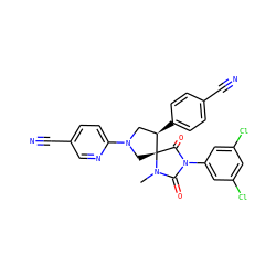 CN1C(=O)N(c2cc(Cl)cc(Cl)c2)C(=O)[C@]12CN(c1ccc(C#N)cn1)C[C@H]2c1ccc(C#N)cc1 ZINC000049784972