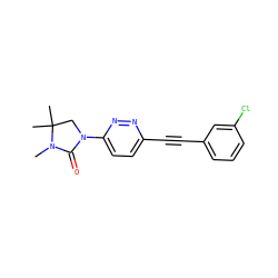 CN1C(=O)N(c2ccc(C#Cc3cccc(Cl)c3)nn2)CC1(C)C ZINC000144824148