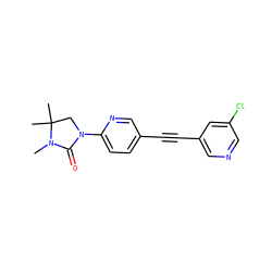 CN1C(=O)N(c2ccc(C#Cc3cncc(Cl)c3)cn2)CC1(C)C ZINC000144826620