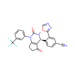 CN1C(=O)N(c2cccc(C(F)(F)F)c2)C2=C(C(=O)CC2)[C@@H]1c1ccc(C#N)cc1-c1nnco1 ZINC001772608572