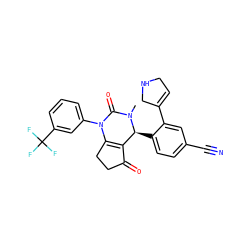 CN1C(=O)N(c2cccc(C(F)(F)F)c2)C2=C(C(=O)CC2)[C@@H]1c1ccc(C#N)cc1C1=CCNC1 ZINC001772616539